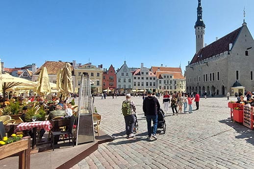 A cobbled town square of Tallinn, Estonia